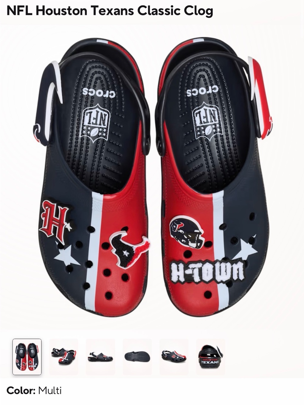 NFL MENS Houston Texans Red, Blue & White Clog Slippers